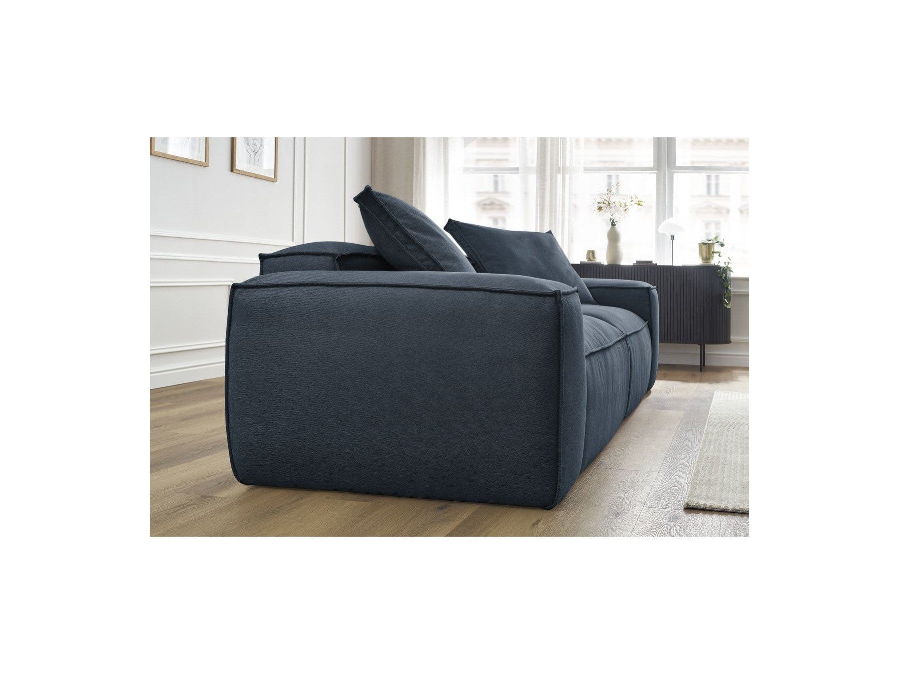 Fixed Straight 3-Seater Boheme Sofa in Flecked Fabric