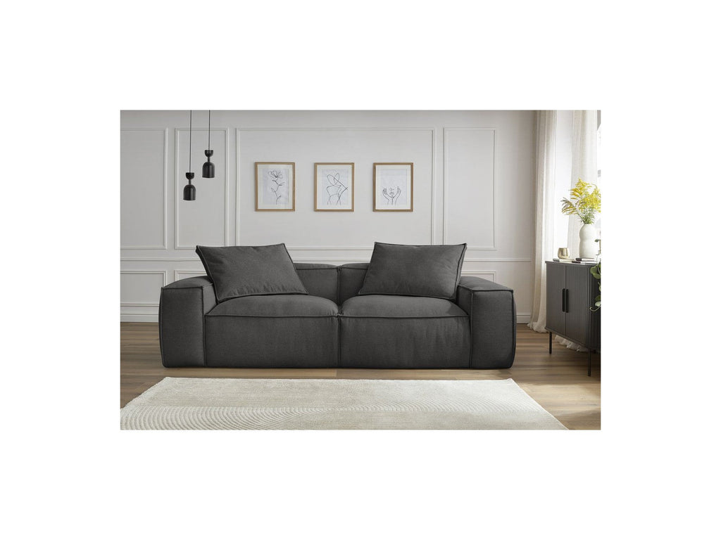 Fixed Straight 3-Seater Boheme Sofa in Flecked Fabric