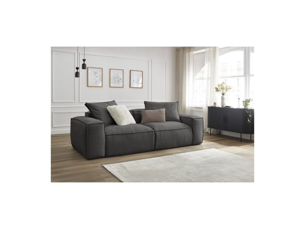 Fixed Straight 3-Seater Boheme Sofa in Flecked Fabric