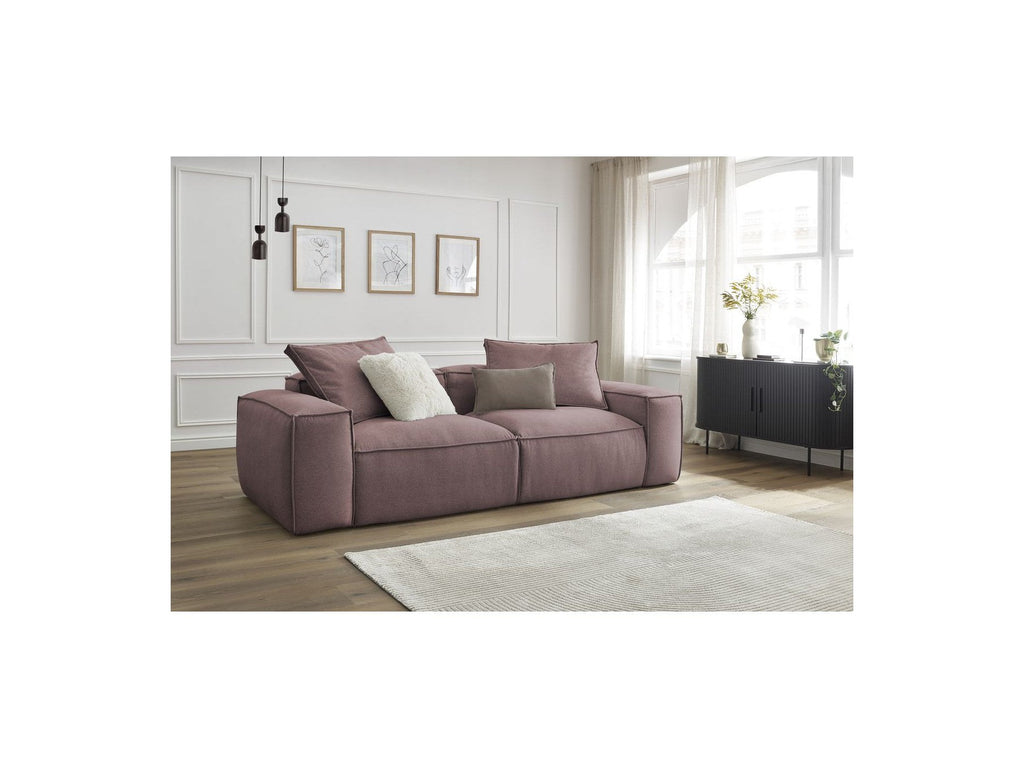 Fixed Straight 3-Seater Boheme Sofa in Flecked Fabric