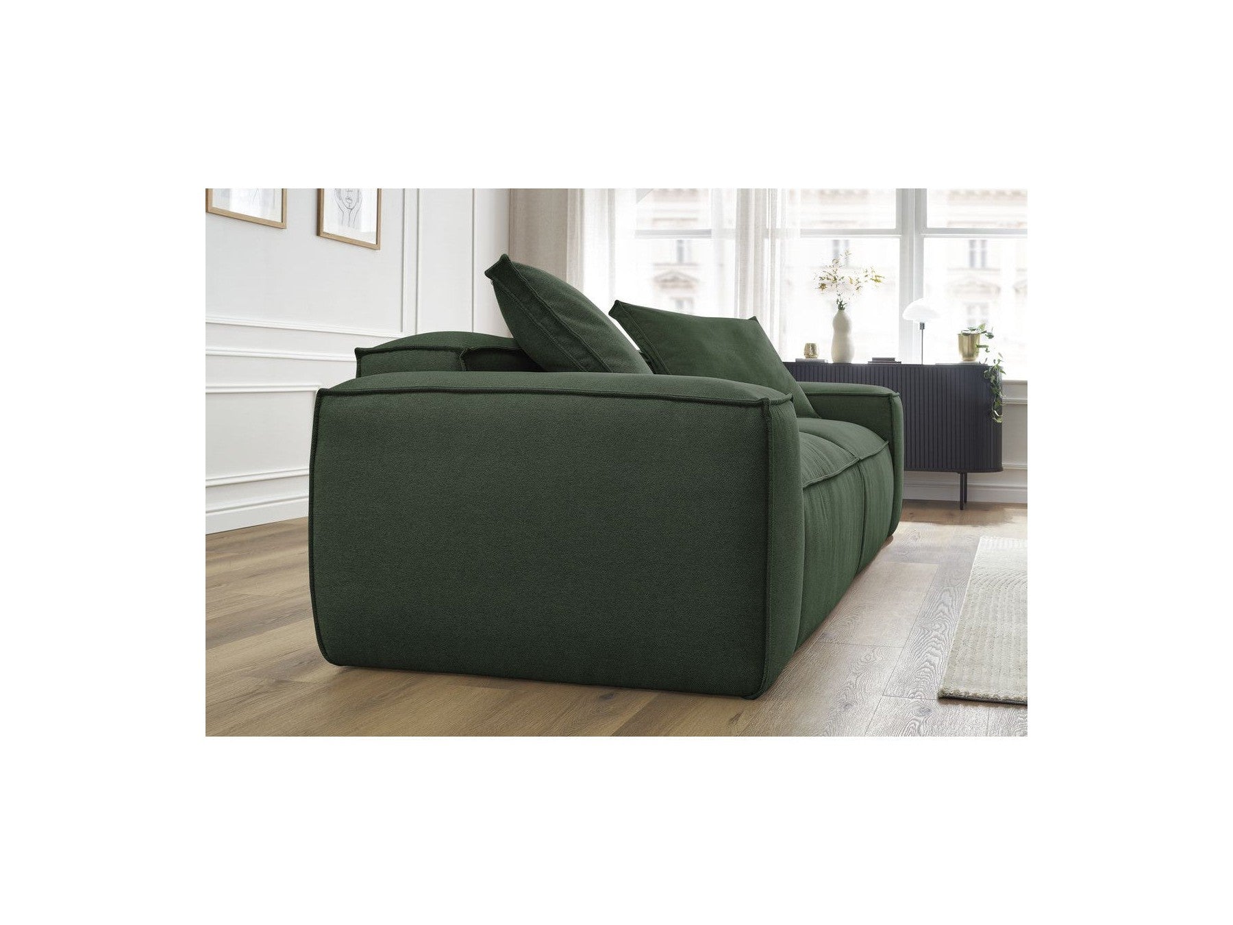 Fixed Straight 3-Seater Boheme Sofa in Flecked Fabric