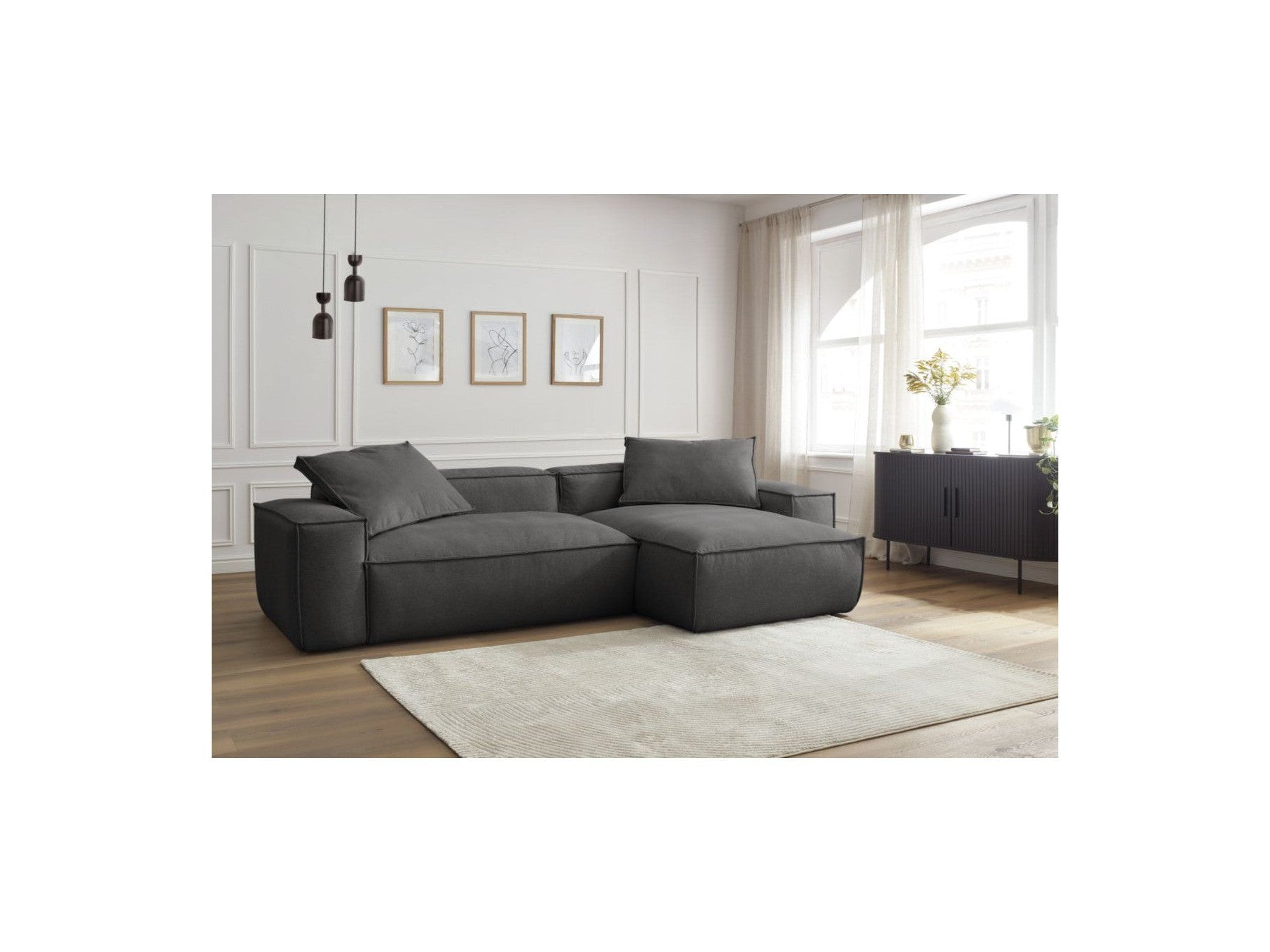 Reversible Corner Sofa Boheme Mottled Fabric
