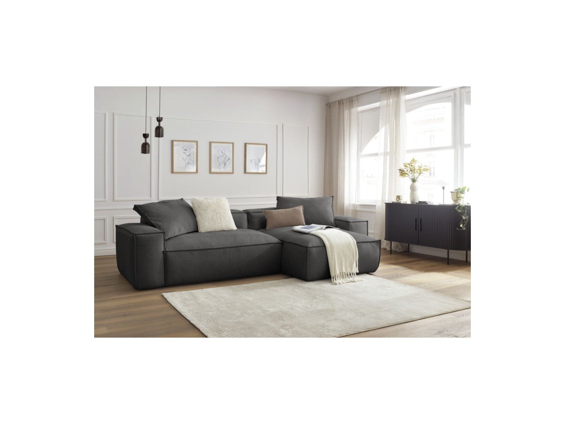 Reversible Corner Sofa Boheme Mottled Fabric