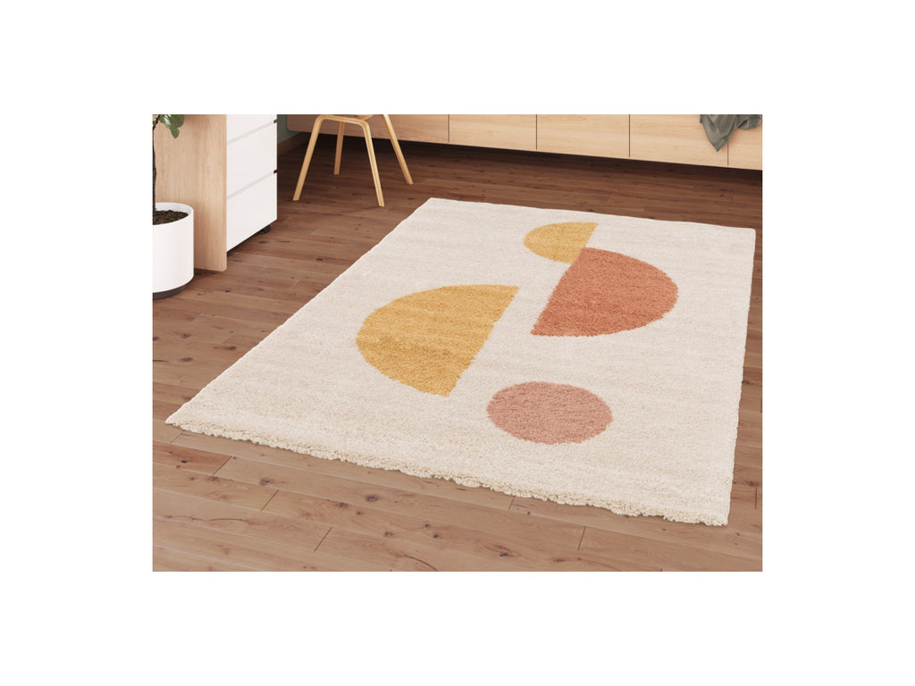 Adeline - Tapis Poils Ras - Motif Abstrait - Jaune