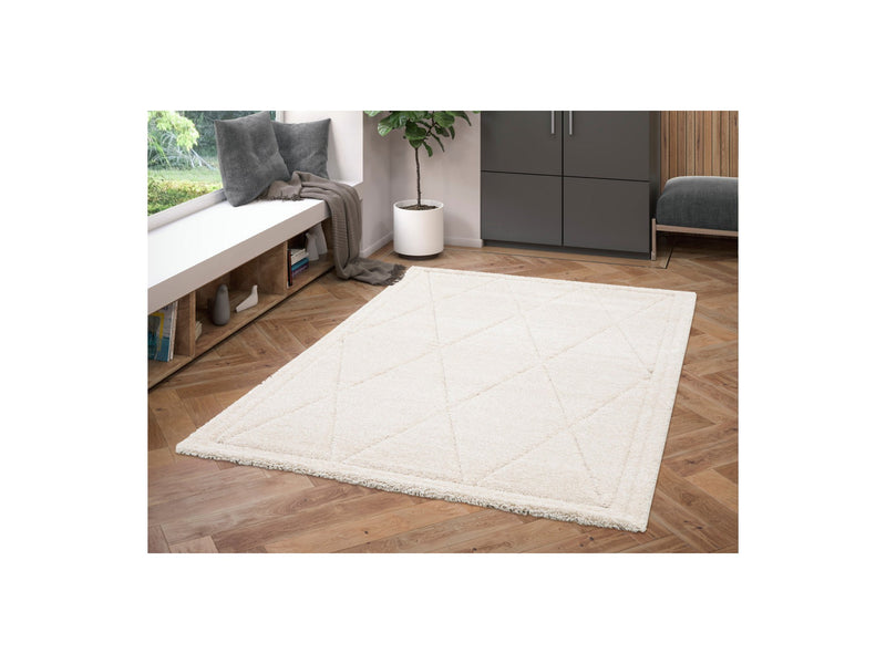 Tapis Poils Ras Amel - Motif Graphique - Beige