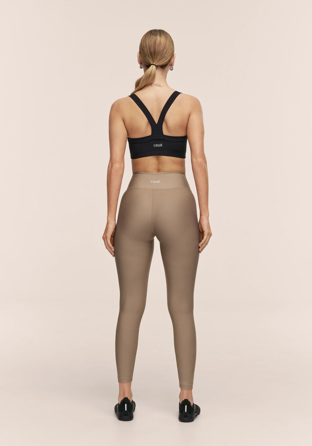 Overlap High Waist Tights - Light Khaki