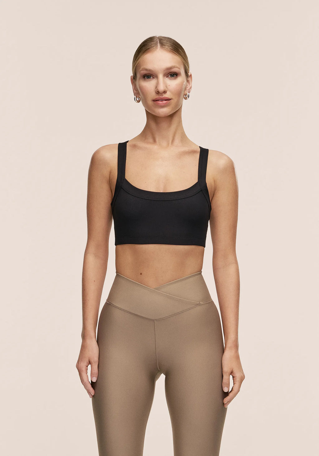 Overlap High Waist Tights - Light Khaki