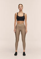 Overlap High Waist Tights - Light Khaki