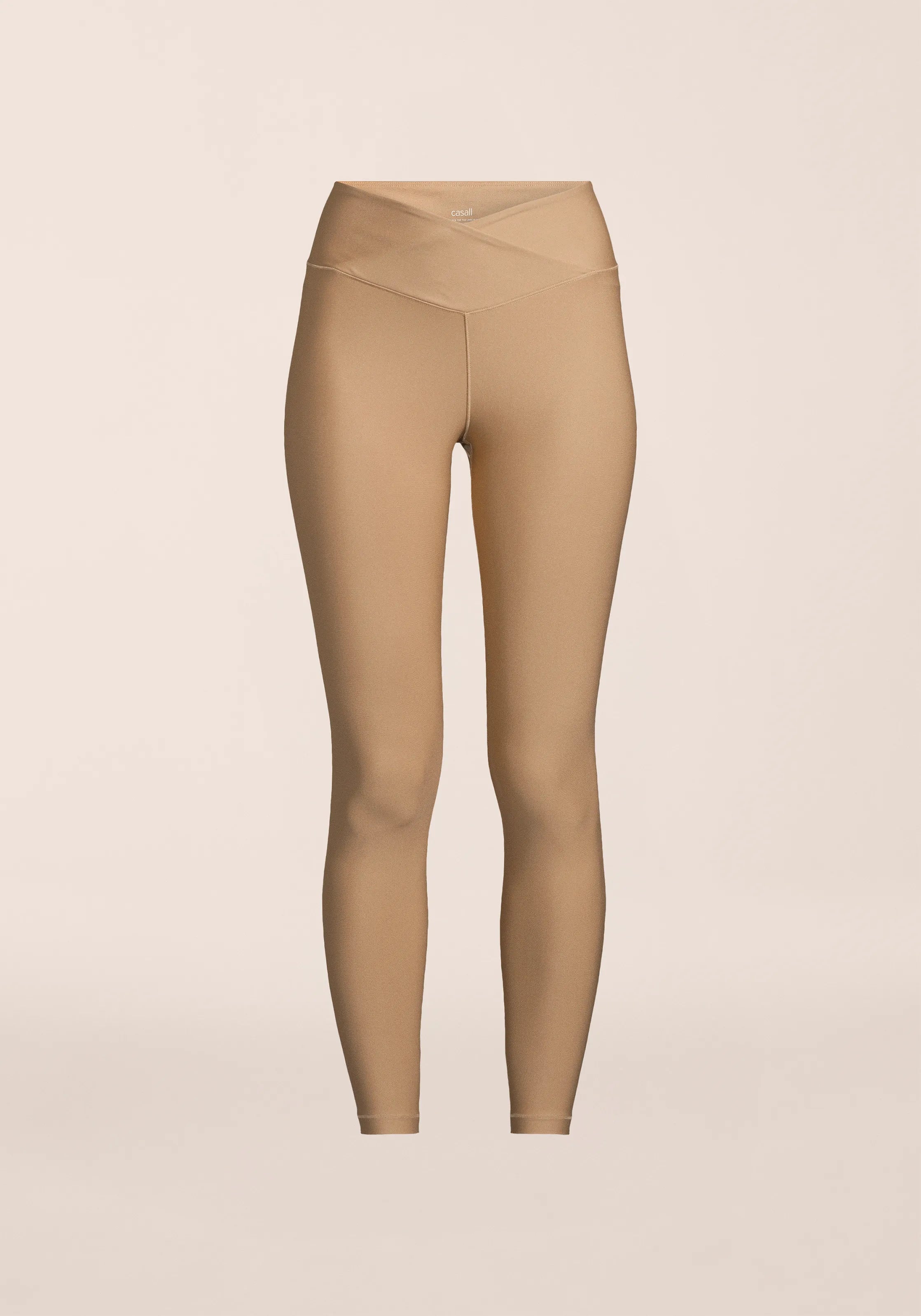 Overlap High Waist Tights - Light Khaki
