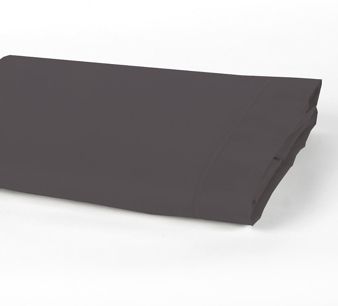 Double Flat Sheet Cotton Percale - Grey Percale - Charcoal Grey
