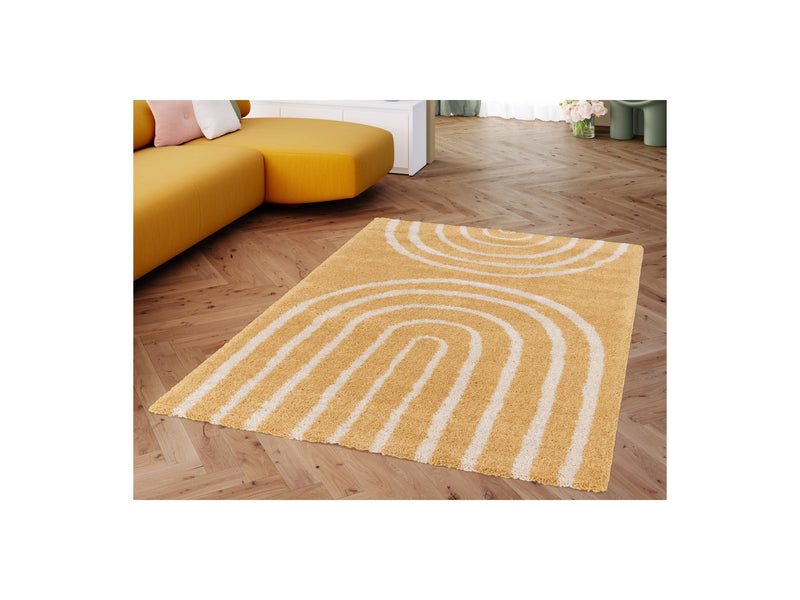 Tapis Poils Ras Aurelie - Motif Abstrait - Jaune