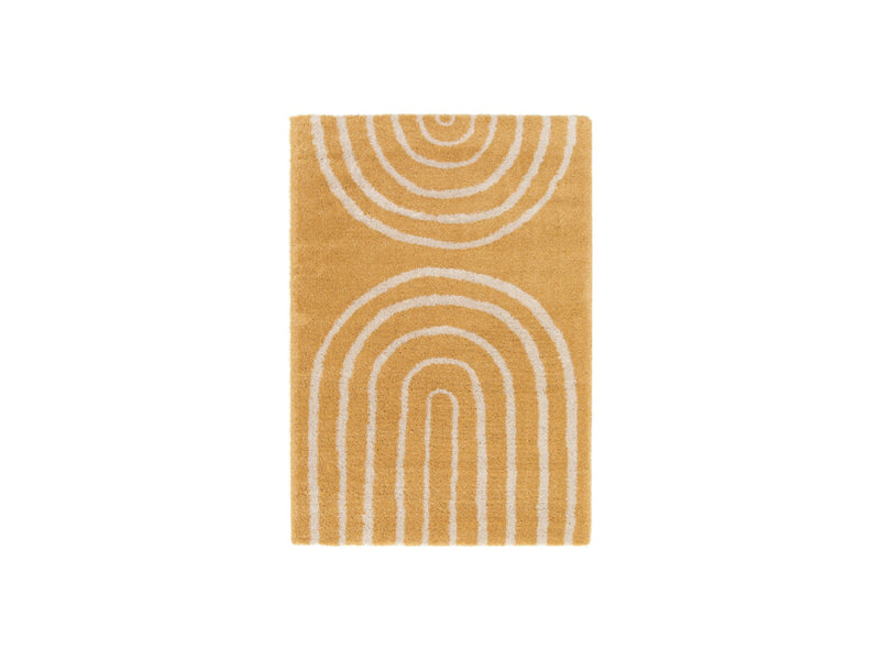 Tapis Poils Ras Aurelie - Motif Abstrait - Jaune