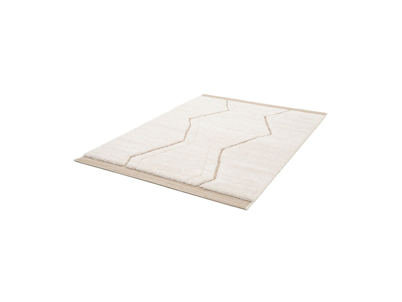 Tapis Poils Ras Estelle Motif Graphique - Beige