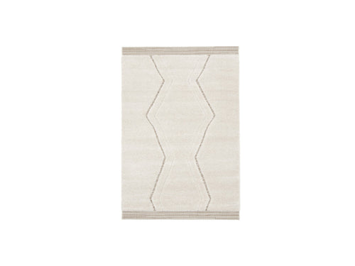 Tapis Poils Ras Estelle Motif Graphique - Beige