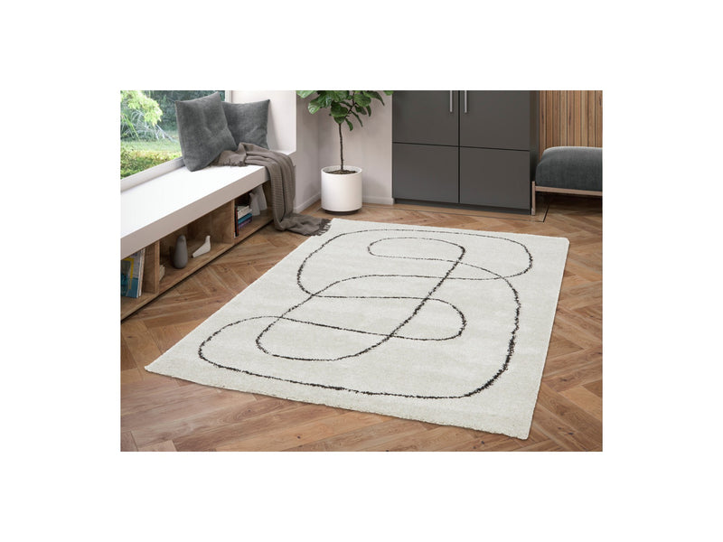 Laure - Short Pile Rug - Abstract Pattern - White