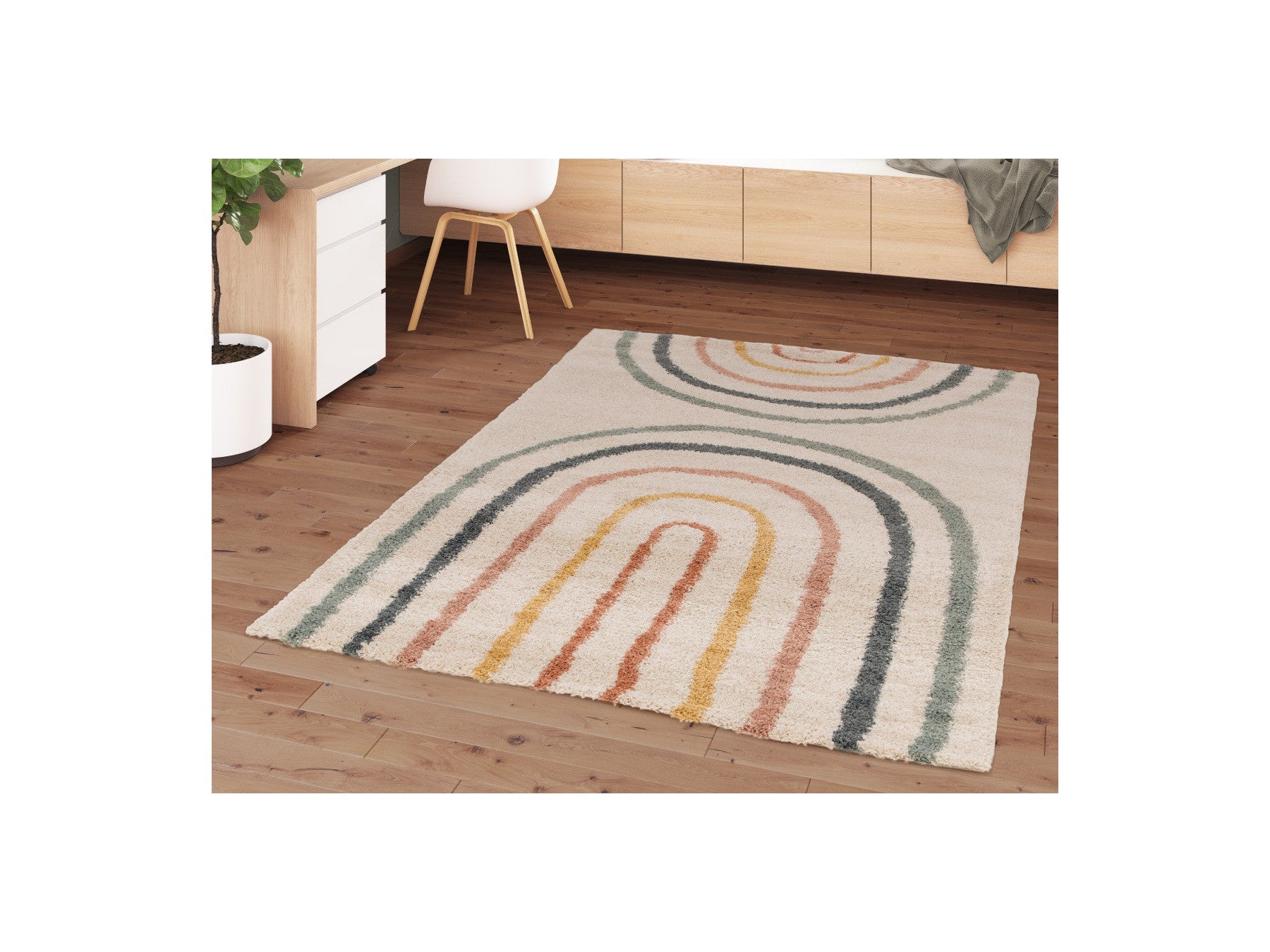 Lilia - Tapis Poils Ras - Motif Abstrait - Multicolore