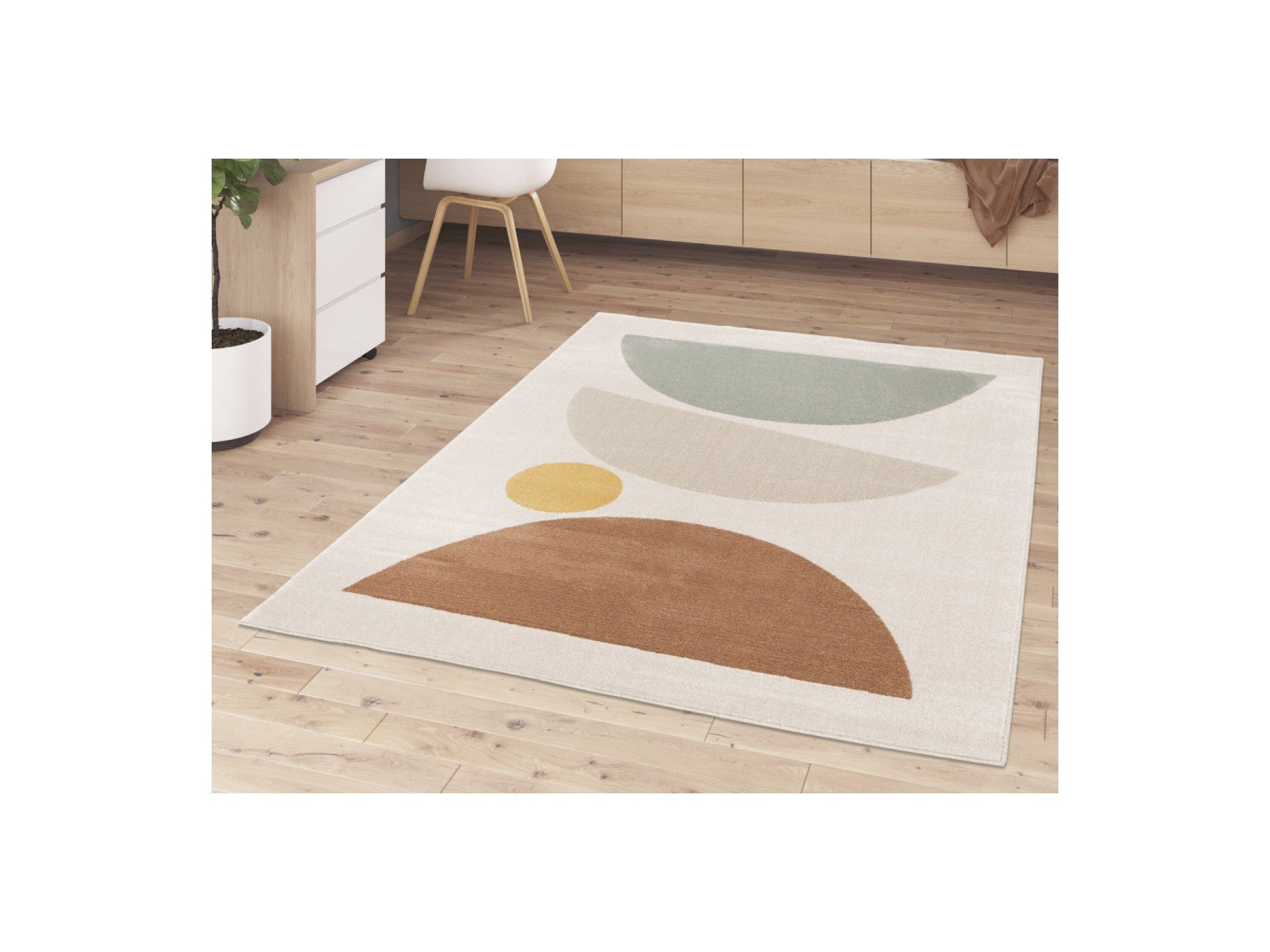 Martine - Tapis Poils Ras - Motif Abstrait - Orange