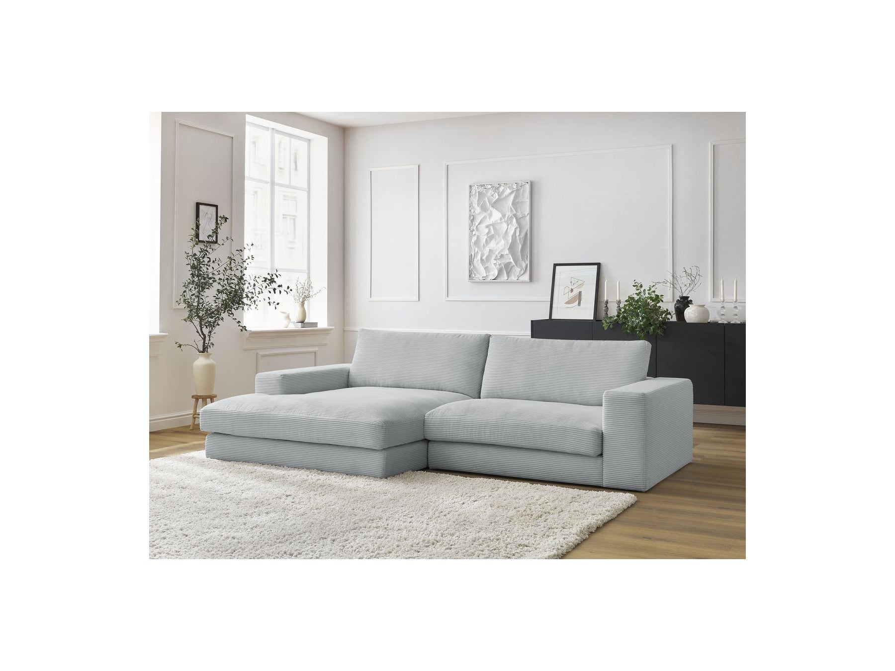 Fixed Corner Sofa - Leonard - Corduroy - Left-hand Corner