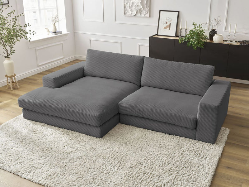 Canapé D'Angle Fixe - Leonard - Velours Côtelé - Angle Gauche