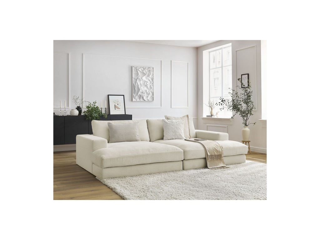 Fixed Straight 4-Seater Deep-Seat Sofa - Leonard - Corduroy