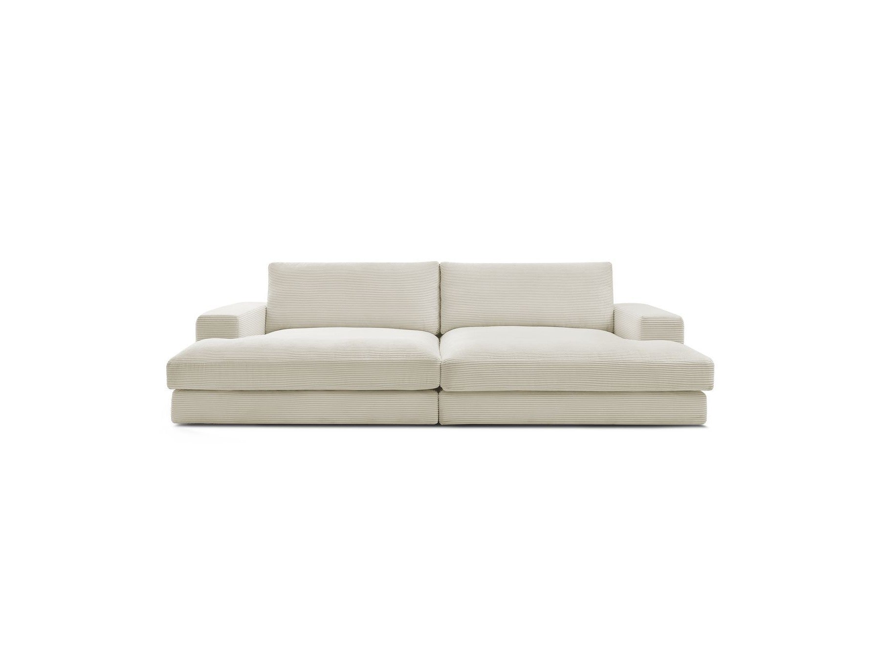 Fixed Straight 4-Seater Deep-Seat Sofa - Leonard - Corduroy