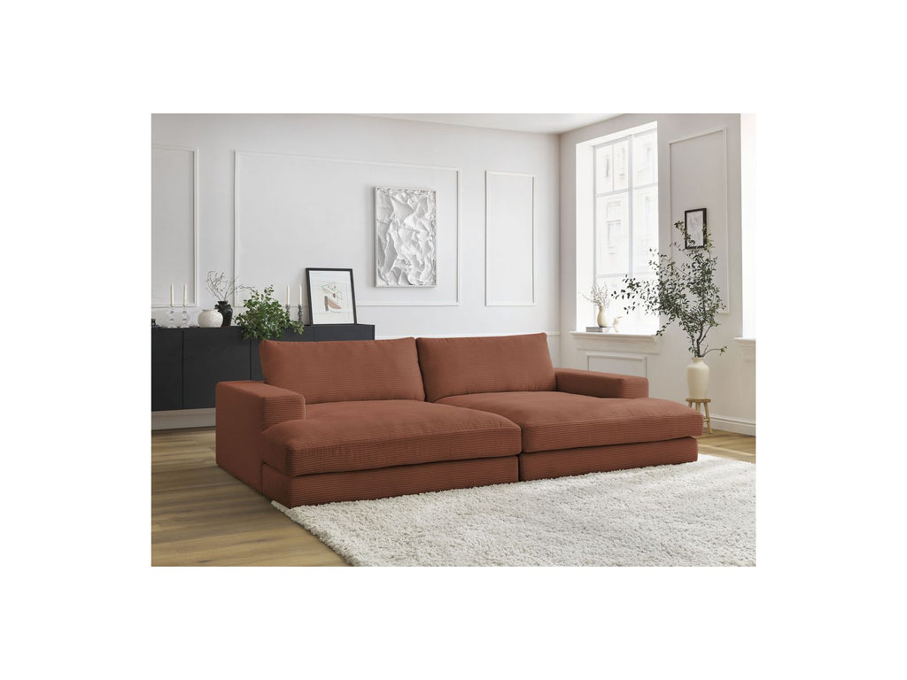 Fixed Straight 4-Seater Deep-Seat Sofa - Leonard - Corduroy