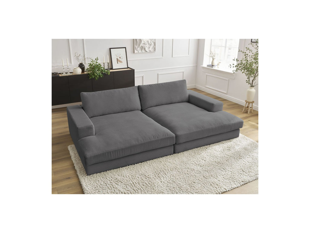 Fixed Straight 4-Seater Deep-Seat Sofa - Leonard - Corduroy