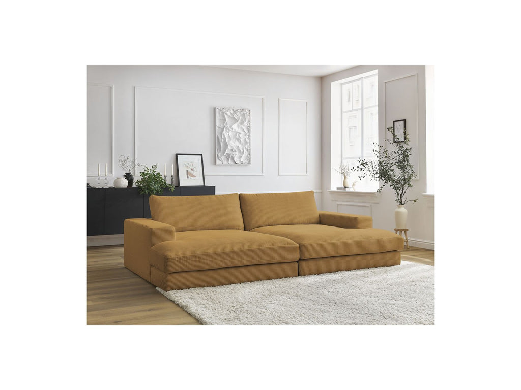 Fixed Straight 4-Seater Deep-Seat Sofa - Leonard - Corduroy