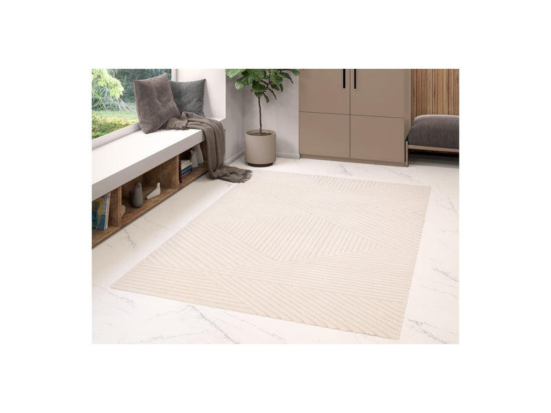 Tapis Poils Ras Olivier Motif Abstrait