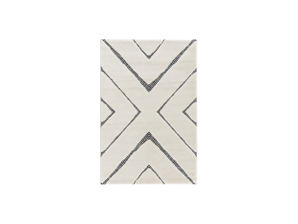 Tapis Poils Ras - Rachida - Motif Graphique - Gris Clair