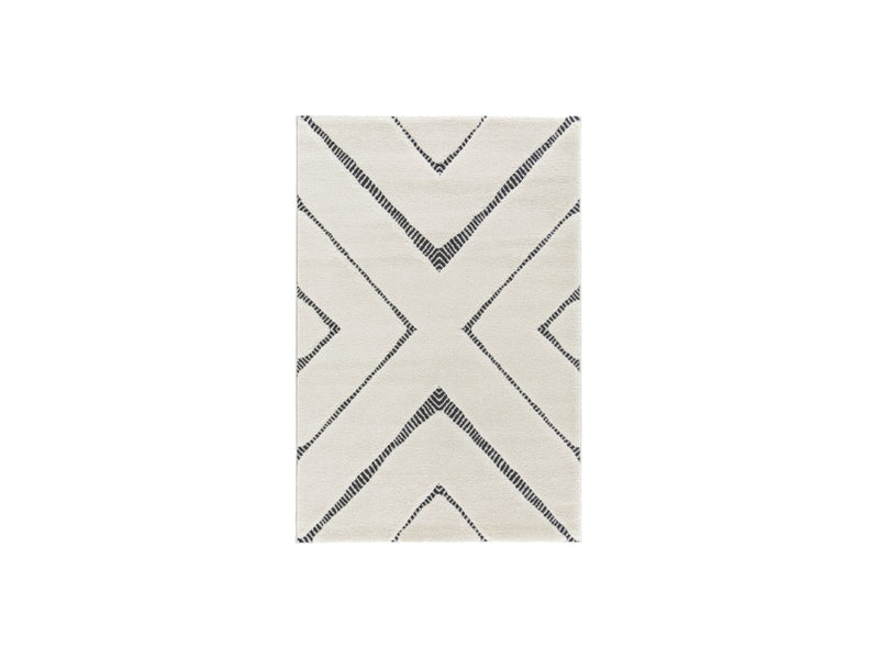 Alfombra De Pelo Corto - Rachida - Estampado Gráfico - Gris Claro