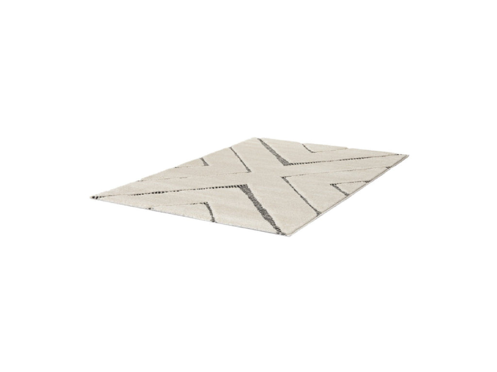 Tapis Poils Ras - Rachida - Motif Graphique - Gris Clair