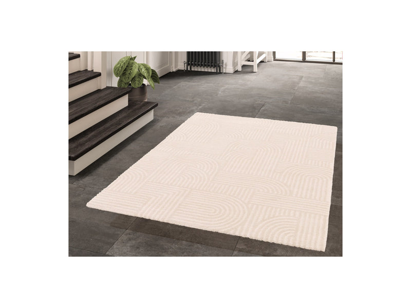 Tapis Poils Ras Valerie - Motif Abstrait - Beige