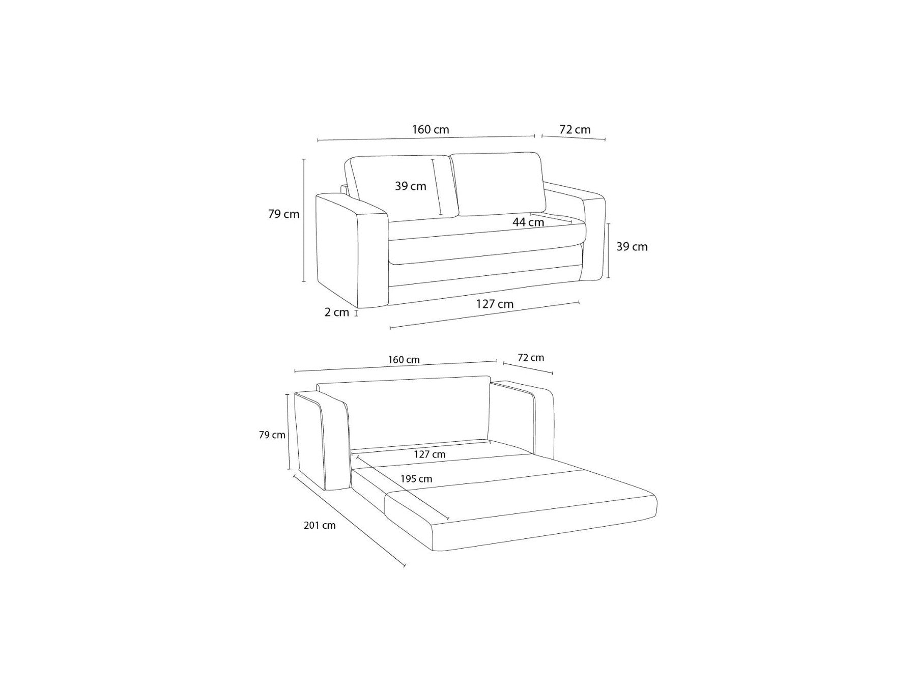 Straight Convertible Déplimousse Sofa - Come - Textured Fabric