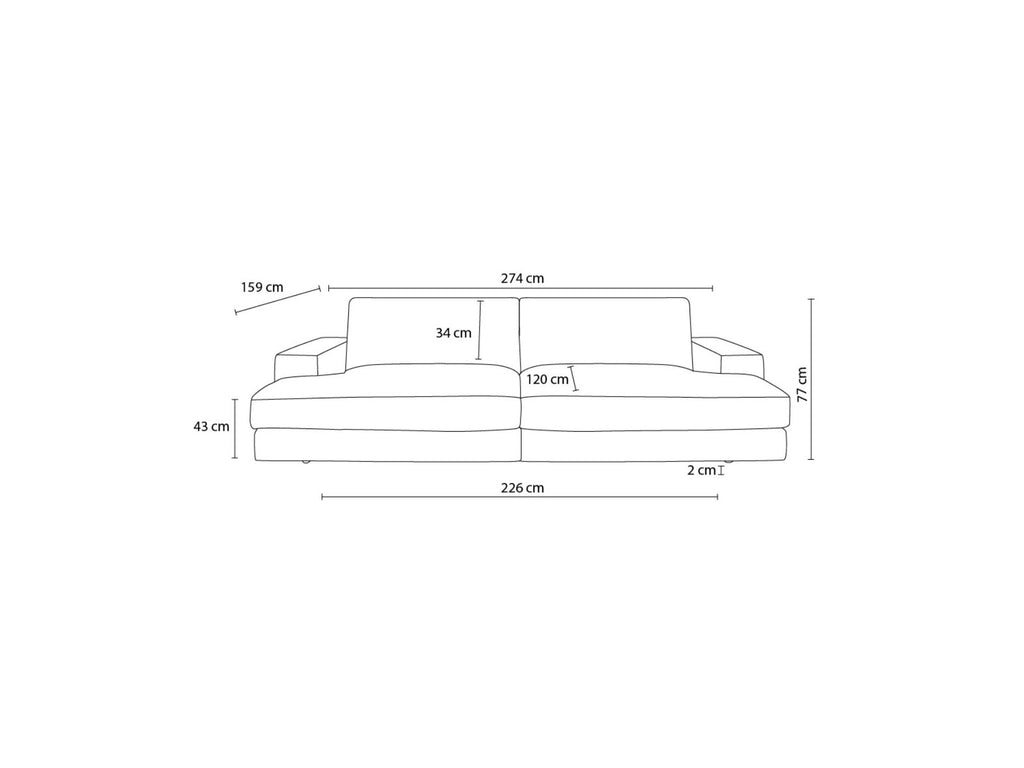 Fixed Straight 4-Seater Deep-Seat Sofa - Leonard - Corduroy