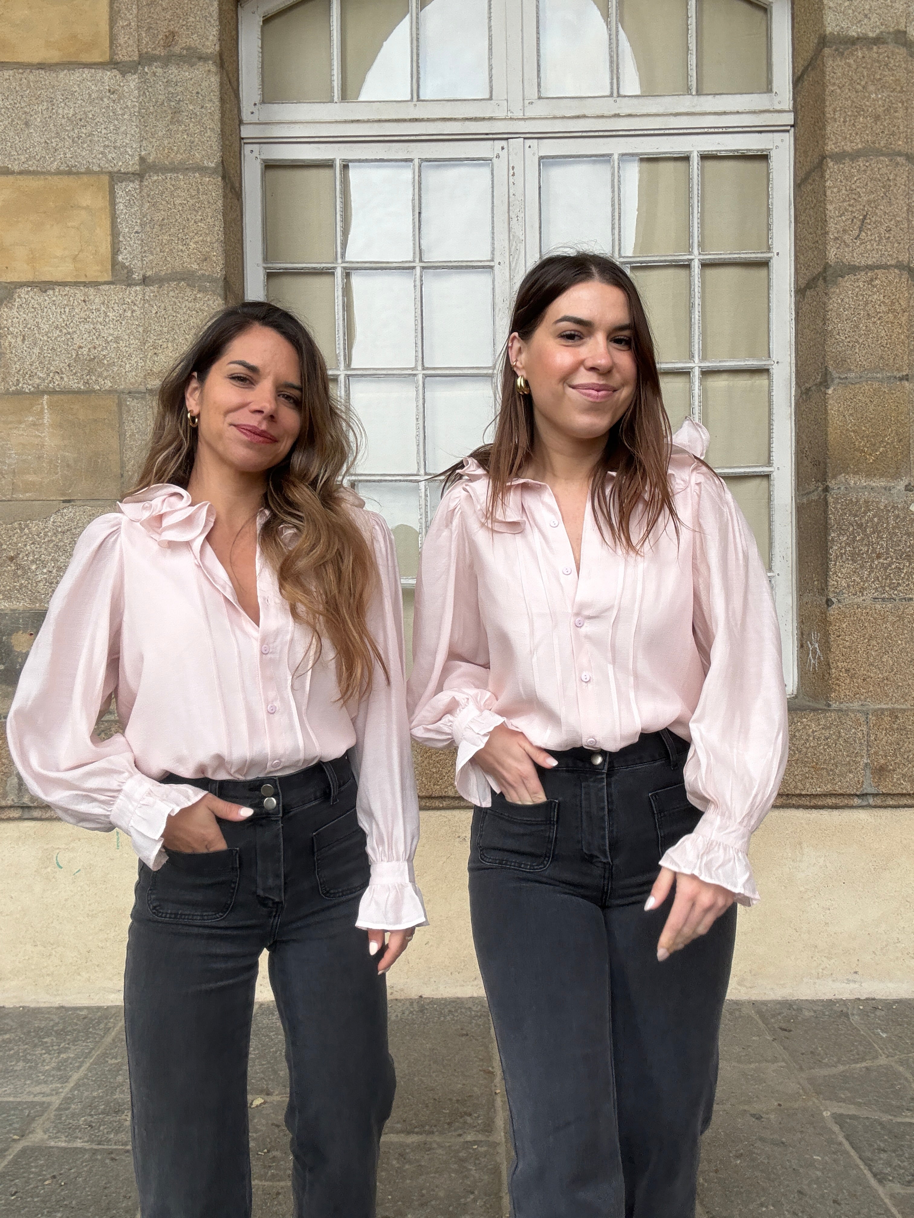 Blusa marrón rosa suave