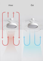 Wind Clear Edge - Ventilateur De Plafond Silencieux 40W Avec Pales Rétractables Et Lumière Led - Blanc