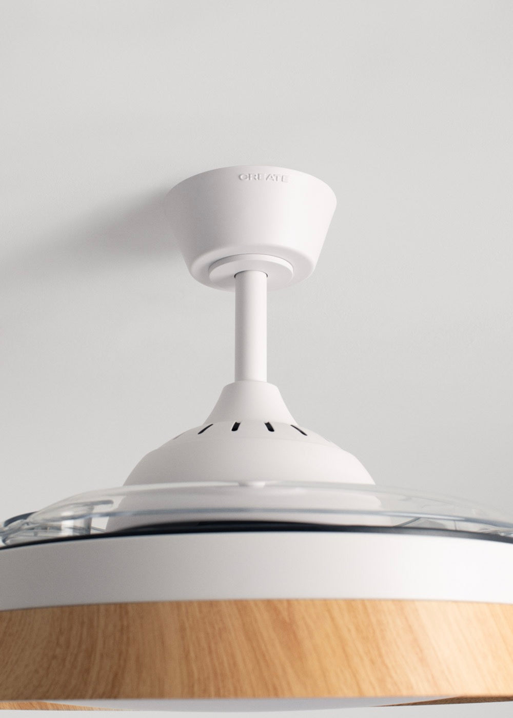 Wind Clear Edge - Ventilateur De Plafond Silencieux 40W Avec Pales Rétractables Et Lumière Led - Blanc/Bois Clair