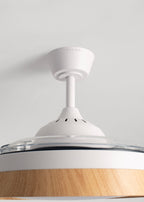 Wind Clear Edge - Ventilateur De Plafond Silencieux 40W Avec Pales Rétractables Et Lumière Led - Blanc/Bois Clair