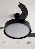 Wind Clear Edge - Ventilateur De Plafond Silencieux 40W Avec Pales Rétractables Et Lumière Led - Noir