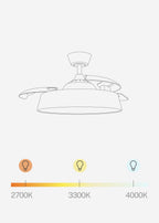 Wind Clear Contour - Ventilateur De Plafond Silencieux 40W Avec Pales Rétractables Et Lumière Led - Blanc