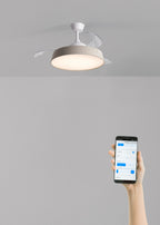 Wind Clear Contour - Ventilateur De Plafond Silencieux 40W Avec Pales Rétractables Et Lumière Led - Blanc