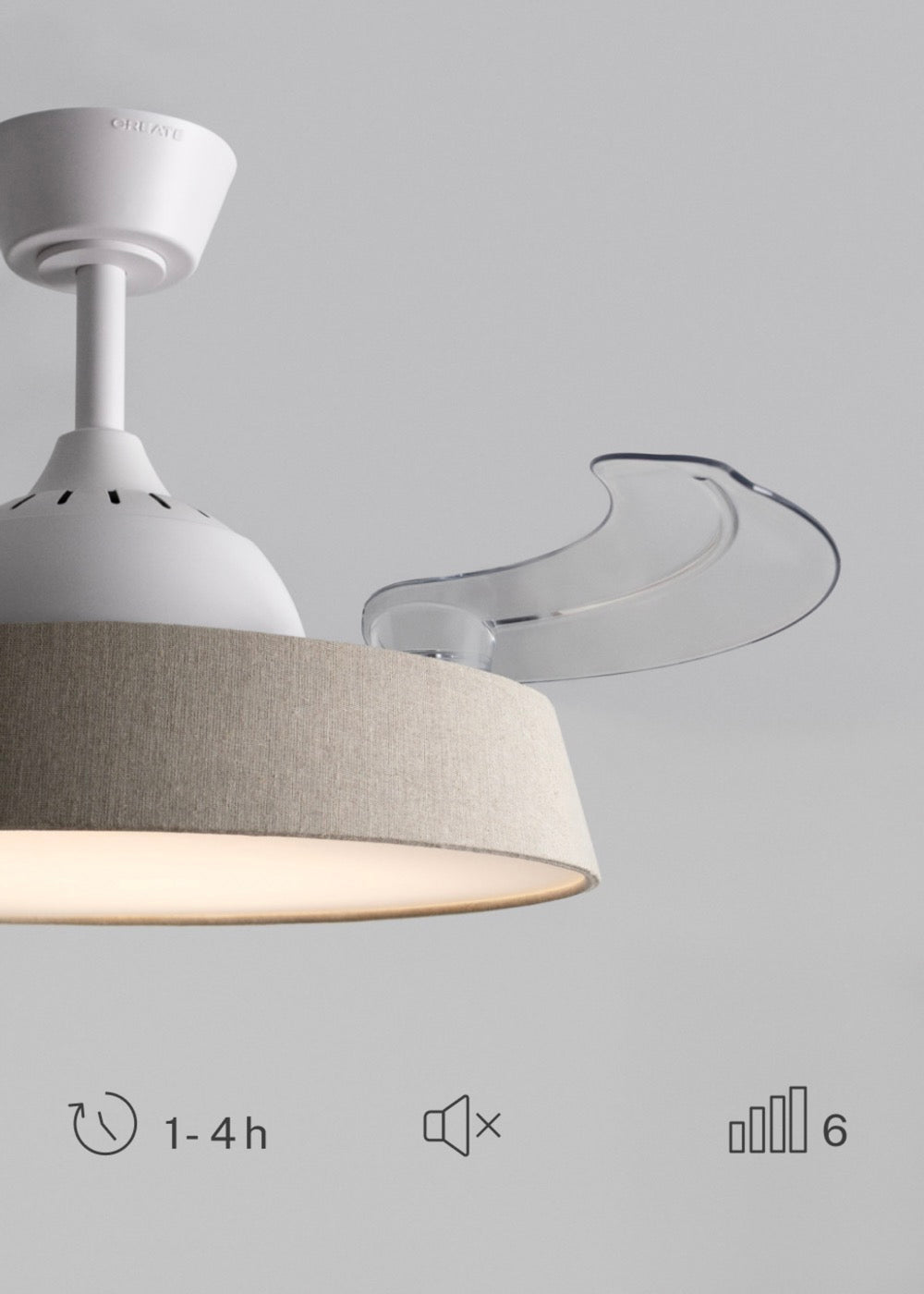 Wind Clear Contour - Ventilateur De Plafond Silencieux 40W Avec Pales Rétractables Et Lumière Led - Blanc