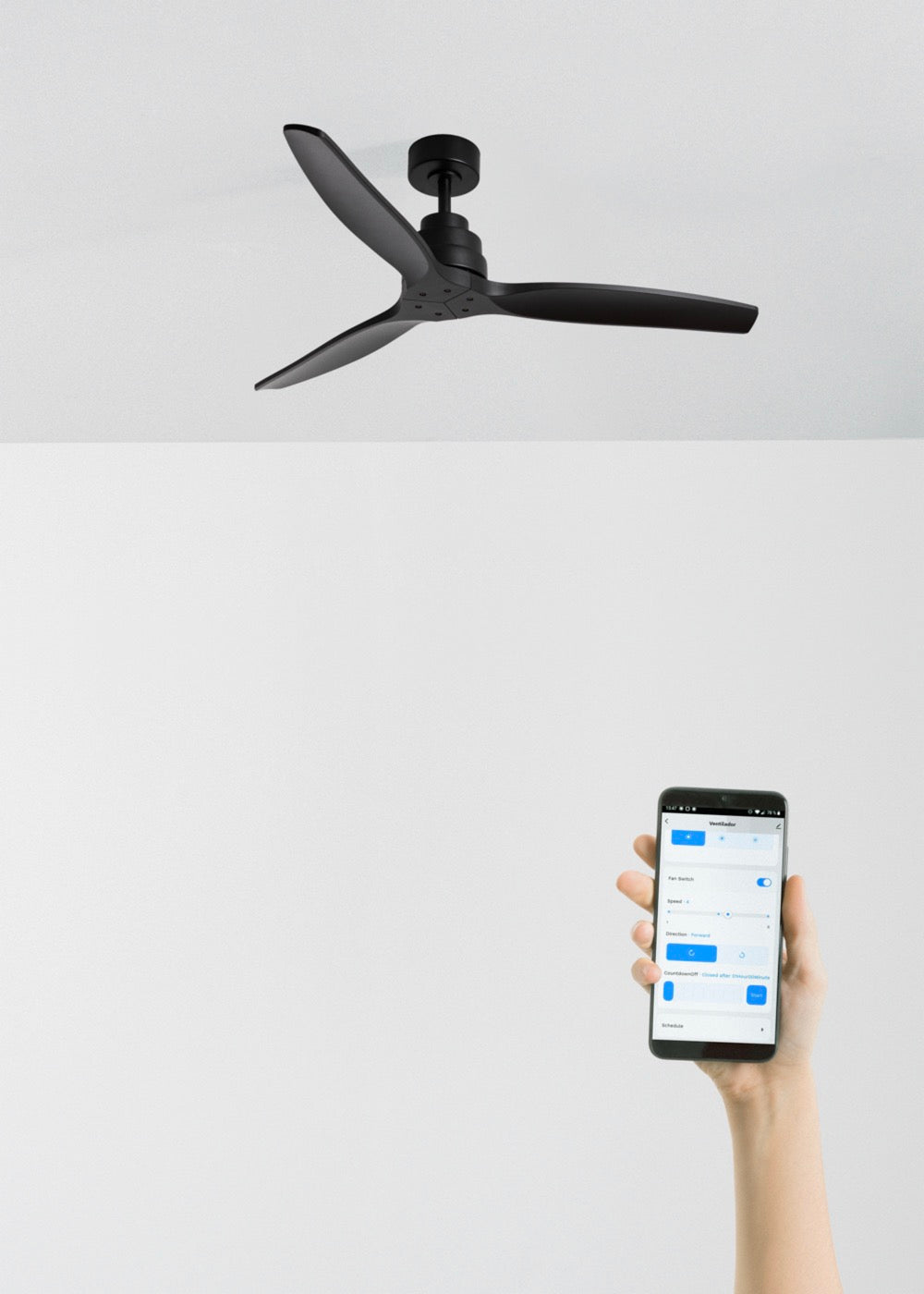 Wind Stylance - Ventilateur De Plafond Silencieux De 40W Avec Pales En Abs Technique - Noir