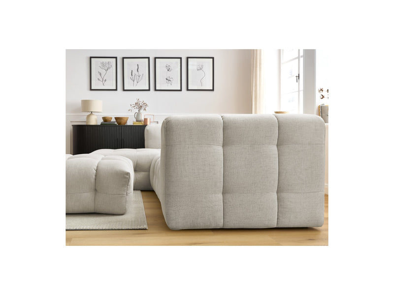 Canapé D'Angle Fixe - Cloud - Tissu Lisse Avec Pouf - Angle Gauche