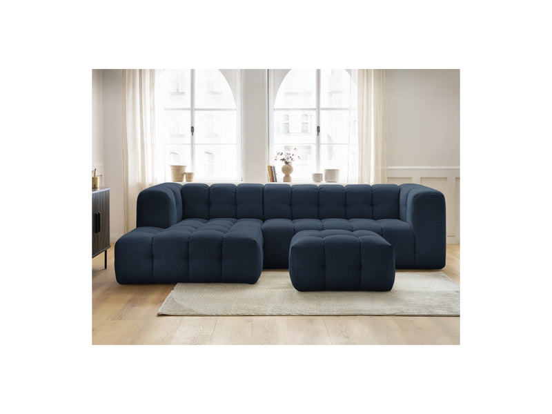 Canapé D'Angle Fixe - Cloud - Tissu Lisse Avec Pouf - Angle Gauche