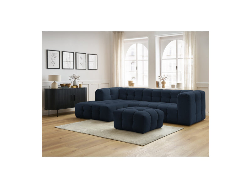 Canapé D'Angle Fixe - Cloud - Tissu Lisse Avec Pouf - Angle Gauche