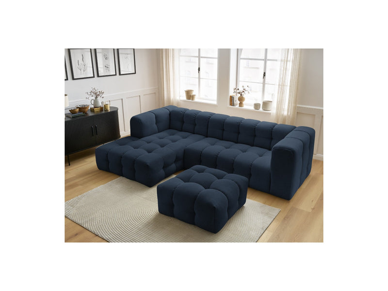 Canapé D'Angle Fixe - Cloud - Tissu Lisse Avec Pouf - Angle Gauche