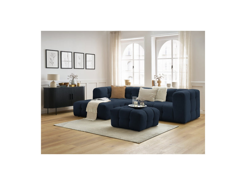 Canapé D'Angle Fixe - Cloud - Tissu Lisse Avec Pouf - Angle Gauche