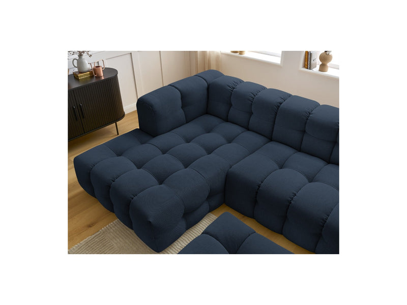 Canapé D'Angle Fixe - Cloud - Tissu Lisse Avec Pouf - Angle Gauche